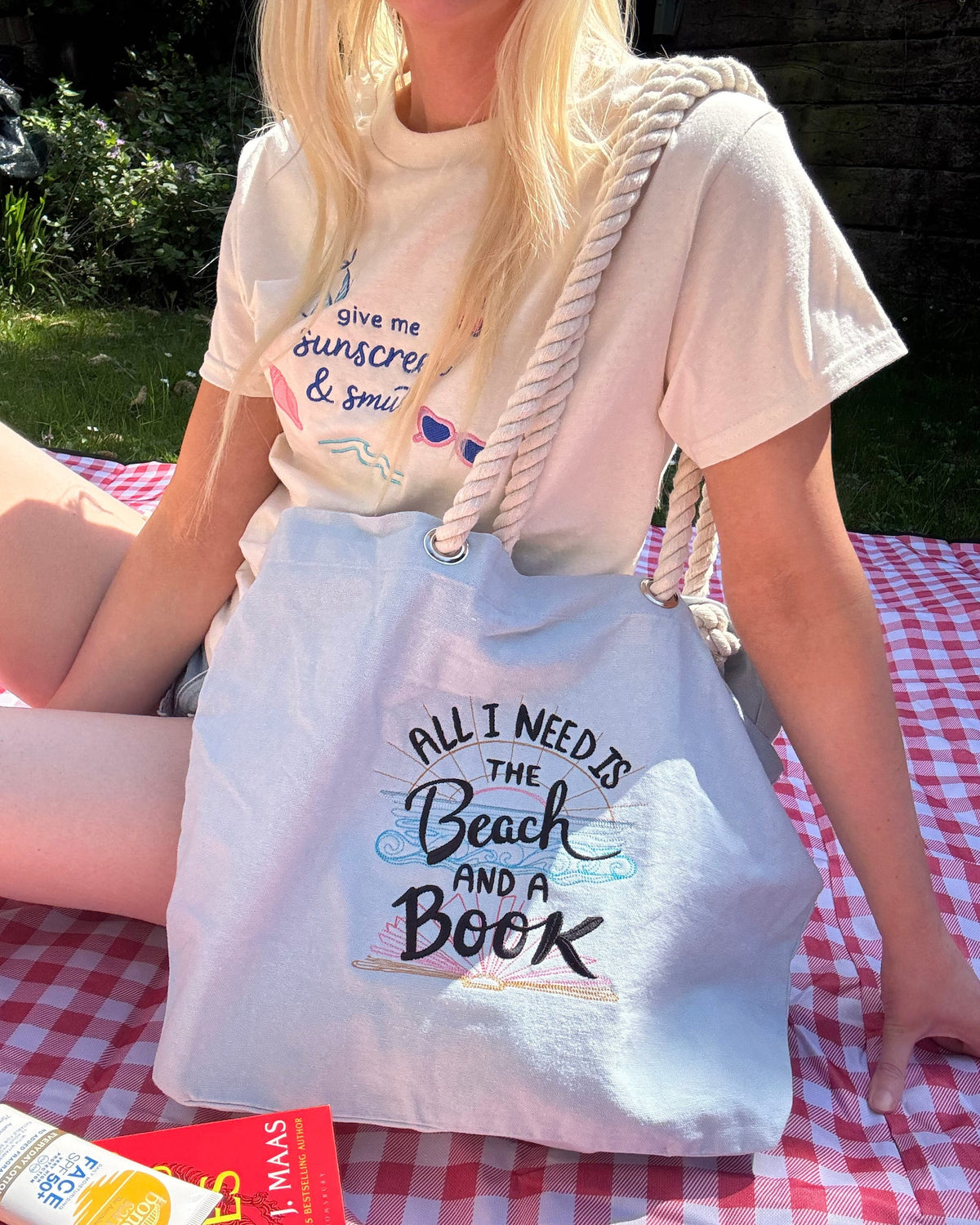 The Beach and a Book Beach Bag by Stitch & Smile