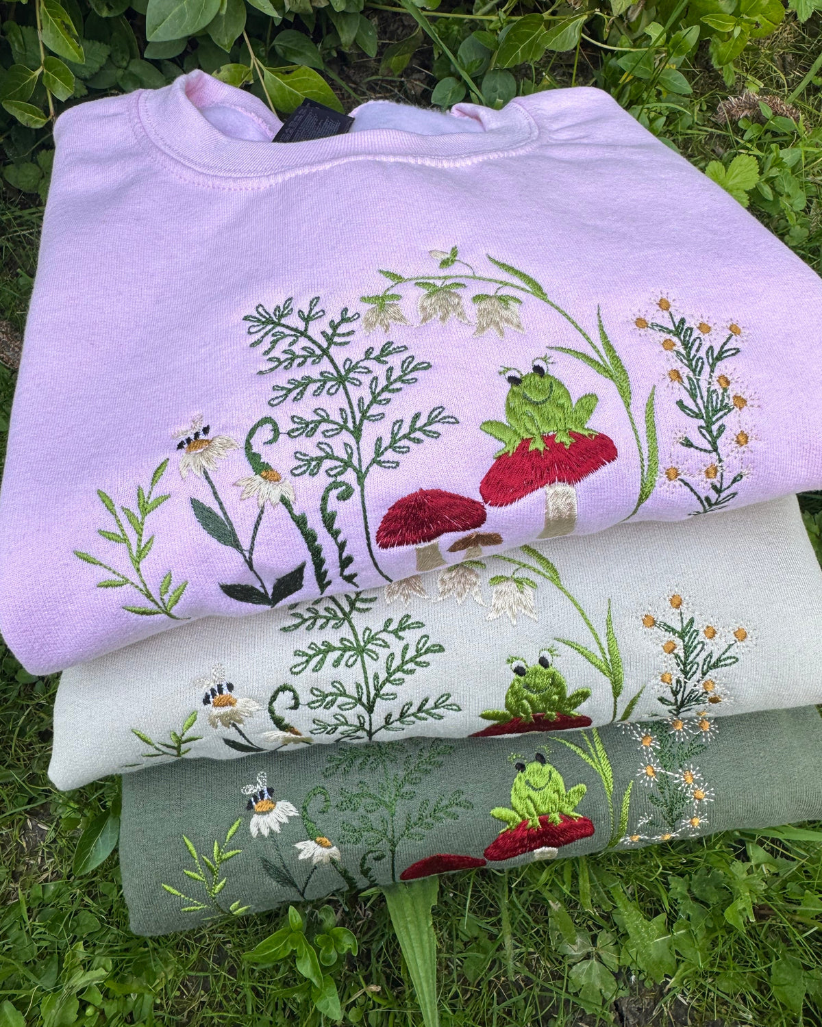 Whimsical Frog and Toadstools Sweatshirt