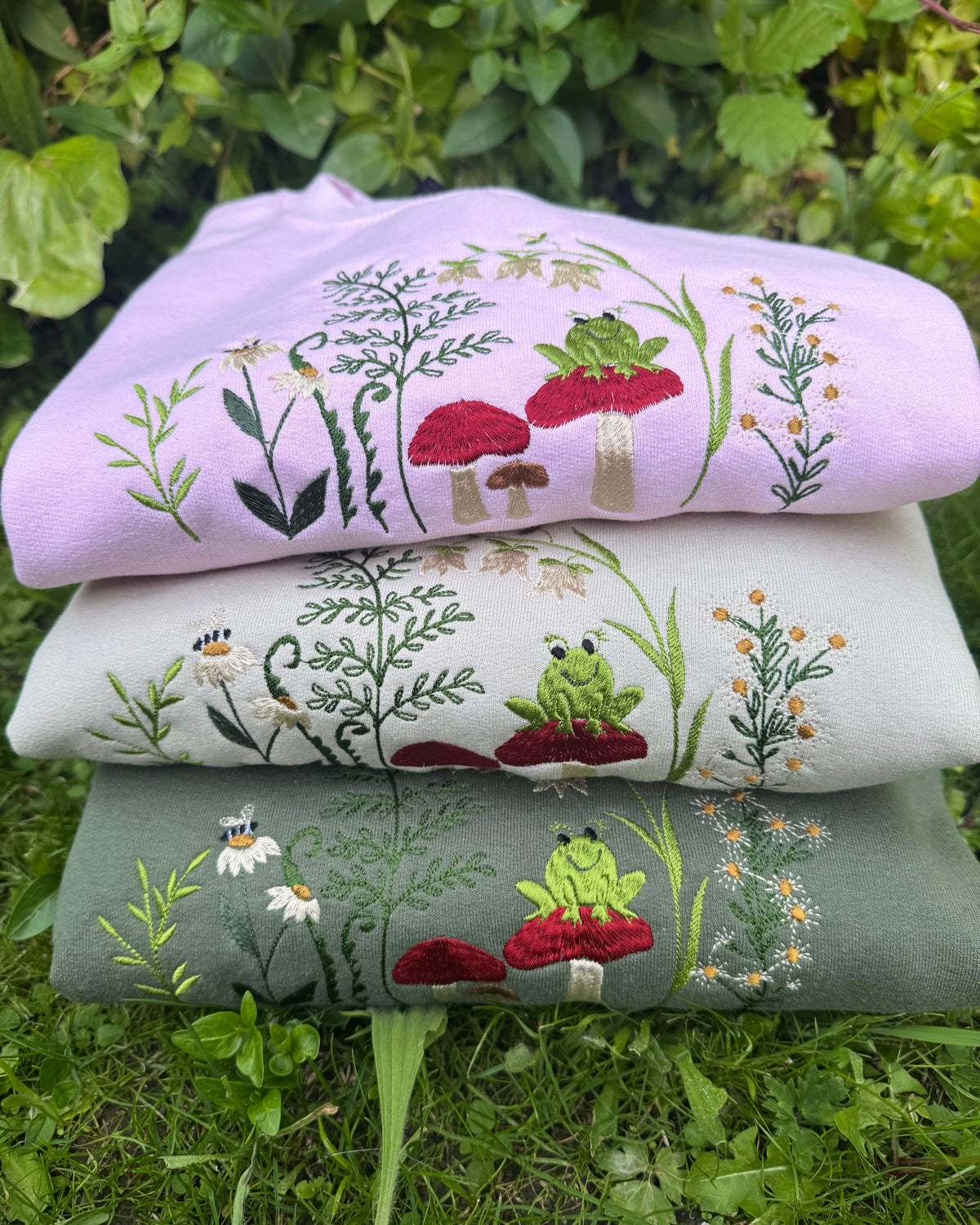 Whimsical Frog and Toadstools Sweatshirt