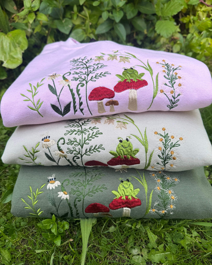 Whimsical Frog and Toadstools Sweatshirt