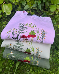 Whimsical Frog and Toadstools Sweatshirt