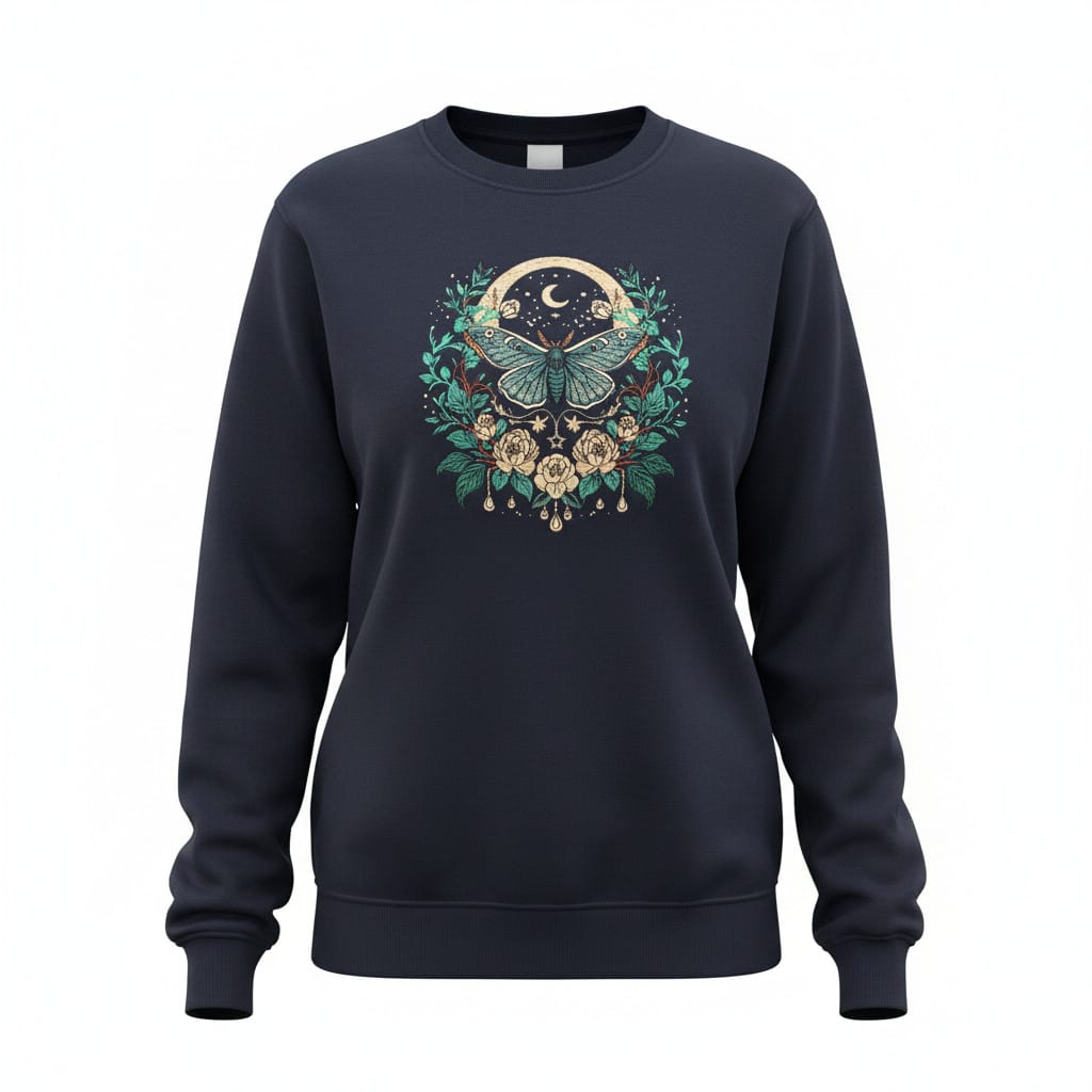 Celestial Moth Embroidered Sweatshirt