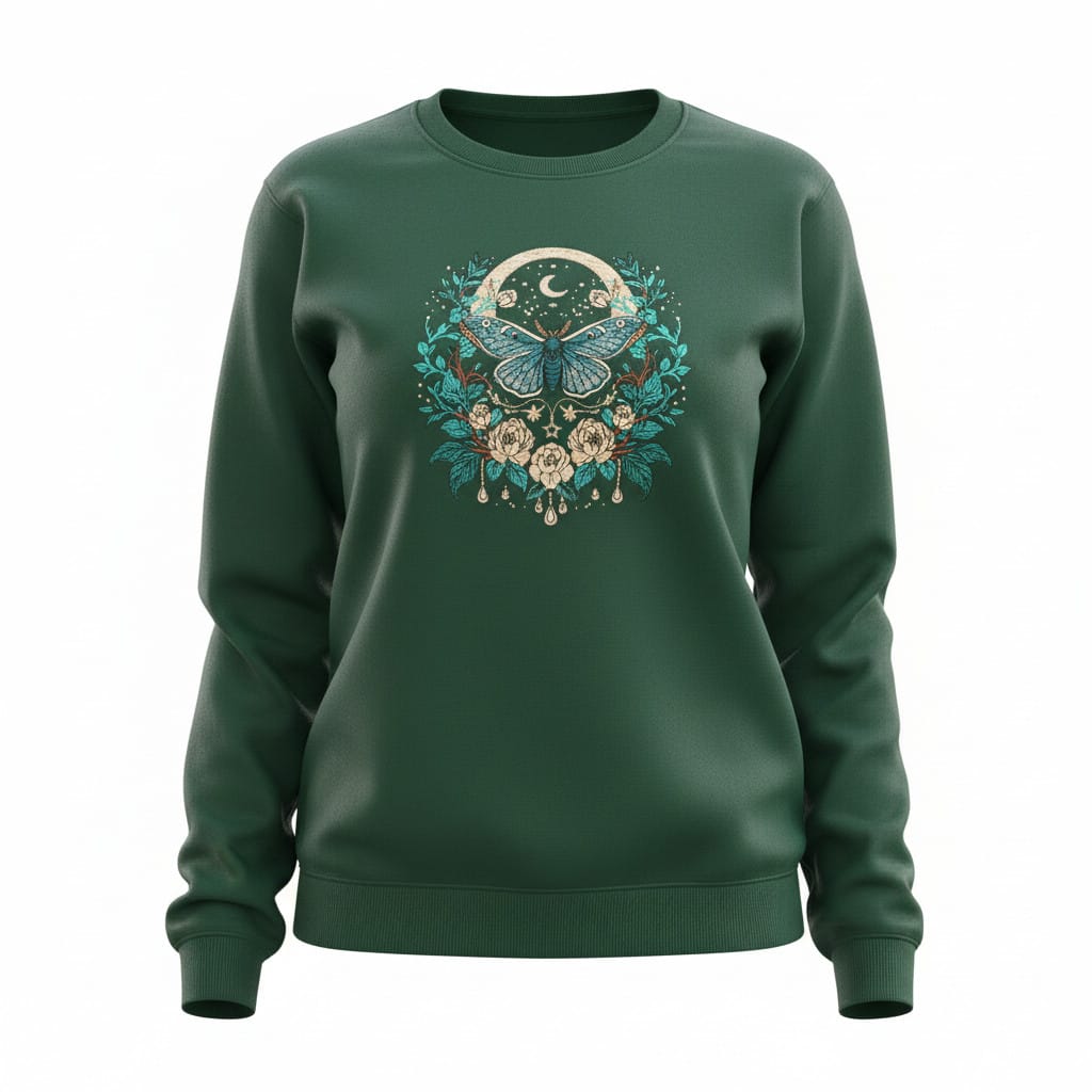 Celestial Moth Embroidered Sweatshirt